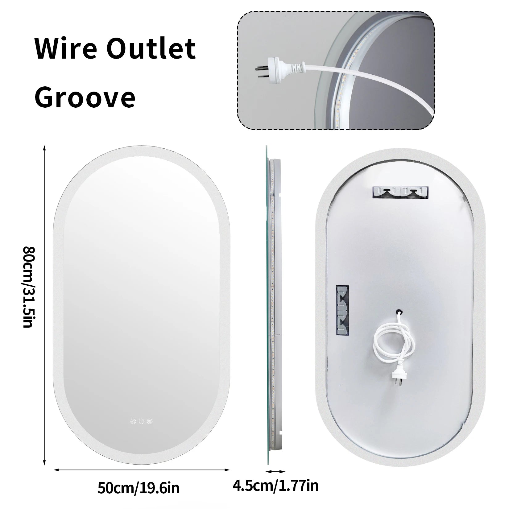 Led Bathroom Mirror for Wall Mounted Oval Lighted Vanity Mirror with Lights Backlit, Frameless Wall Mirror with Lights Anti-Fog TAVEN System LLC