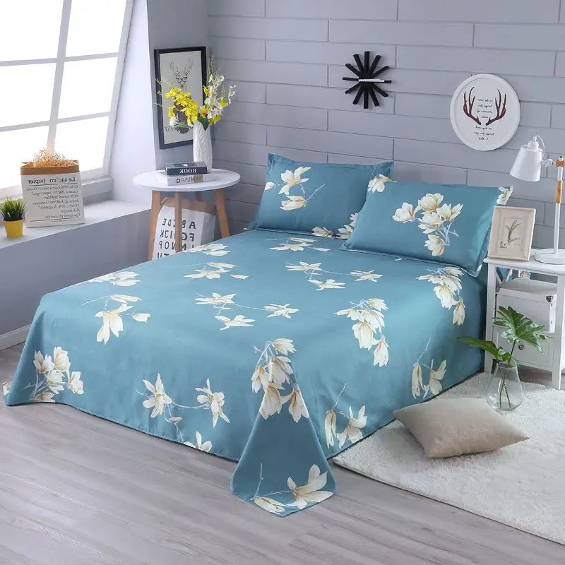 Queen Size Bed Sheet Single Soft Brushed Cotton Bedding Rustic Design All Seasons Breathable 1.6m Double Bed Sheet TAVEN System LLC