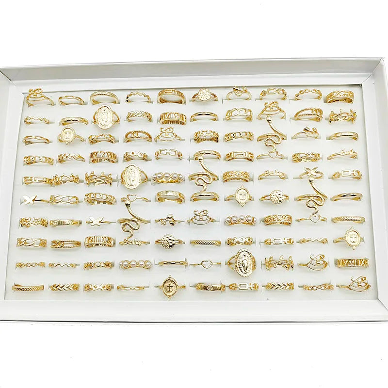 30pc/Lot Gold Color Finger Rings For Girls New Love Snake Animal Butterfly Cutout Star Pearl Thin Joint Ring Party Jewelry Women TAVEN System LLC