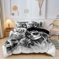 3Pcs Gothic Skull Queen Print Duvet Cover Set, Black White Floral Print Bedding Set, For Family Bedrooms Dormitories Hotels TAVEN System LLC