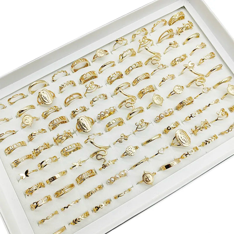 30pc/Lot Gold Color Finger Rings For Girls New Love Snake Animal Butterfly Cutout Star Pearl Thin Joint Ring Party Jewelry Women TAVEN System LLC