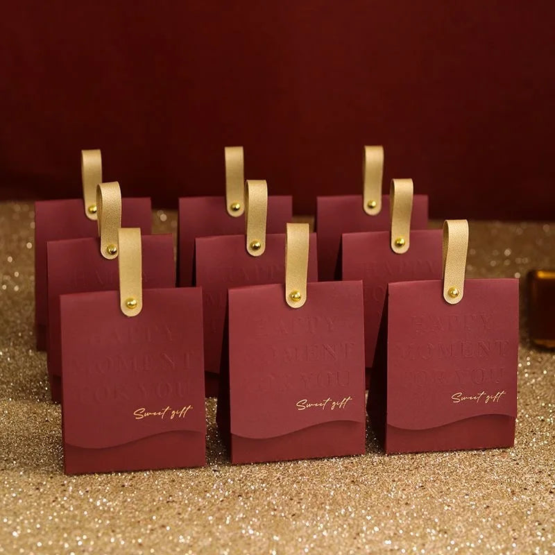 10pcs Creative Leather Portable Gift Box High-end Portable Wedding Candy Paper Box Party Packaging Supplies Paper Box TAVEN System LLC