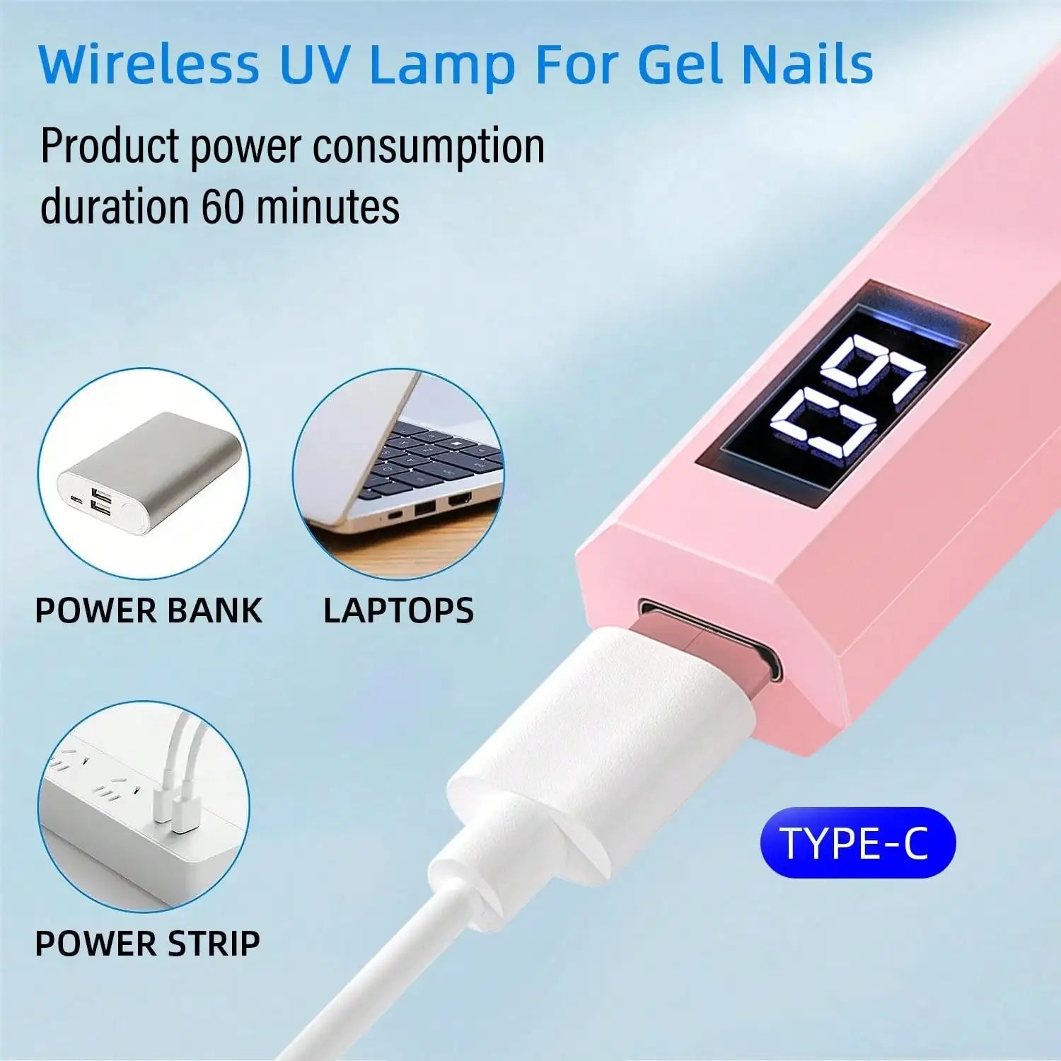 Portable Nail Dryer, USB Mini Nail Dryer Lamp, 180mAh Battery UV LED Nail Lamp, Suitable For Curing All Nail Gels, Applicable For Home Nail Salon TAVEN System LLC
