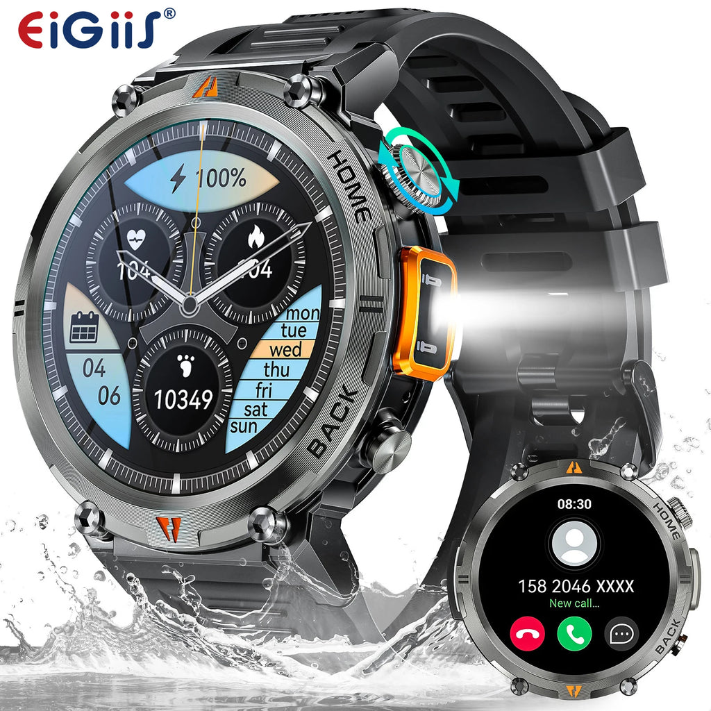EIGIIS KE3 2025 New Bluetooth Call smartwatch for men Full Touch Screen With Health Monitor heart rate Flashlight Smart watch TAVEN System LLC
