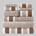 10-Piece Ultra Absorbent Towel Set, Lint-Free & Super Soft Two-Tone Striped Bath Towel Collection, Premium Microfiber Bathroom Towel Set Includes 2 Bath Towels, 4 Face Towels & 4 Hand Towels, Suitable for Bathroom, Spa & Hote TAVEN System LLC