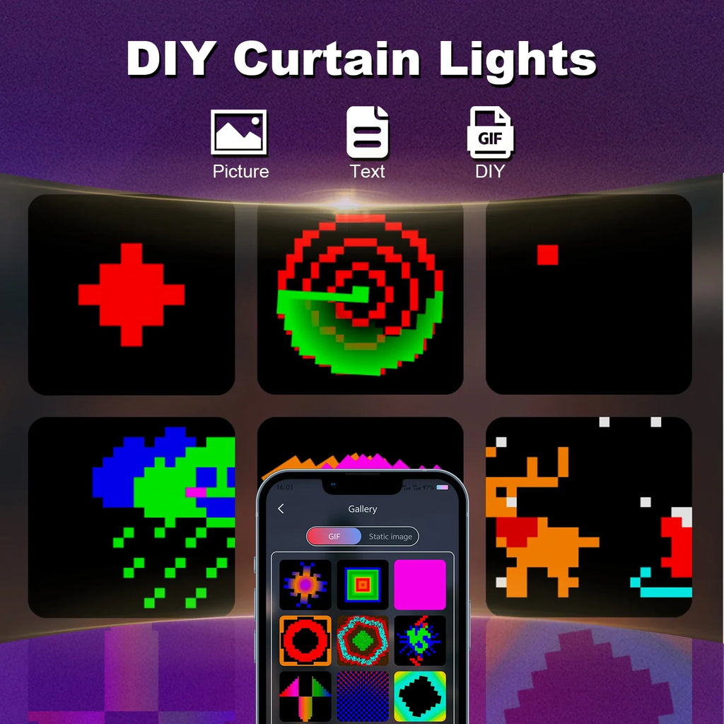 400 LED Smart Curtain Lights String Lights with App Remote Control Music Sync Christmas Curtain String Outdoor Fairy Lights TAVEN System LLC