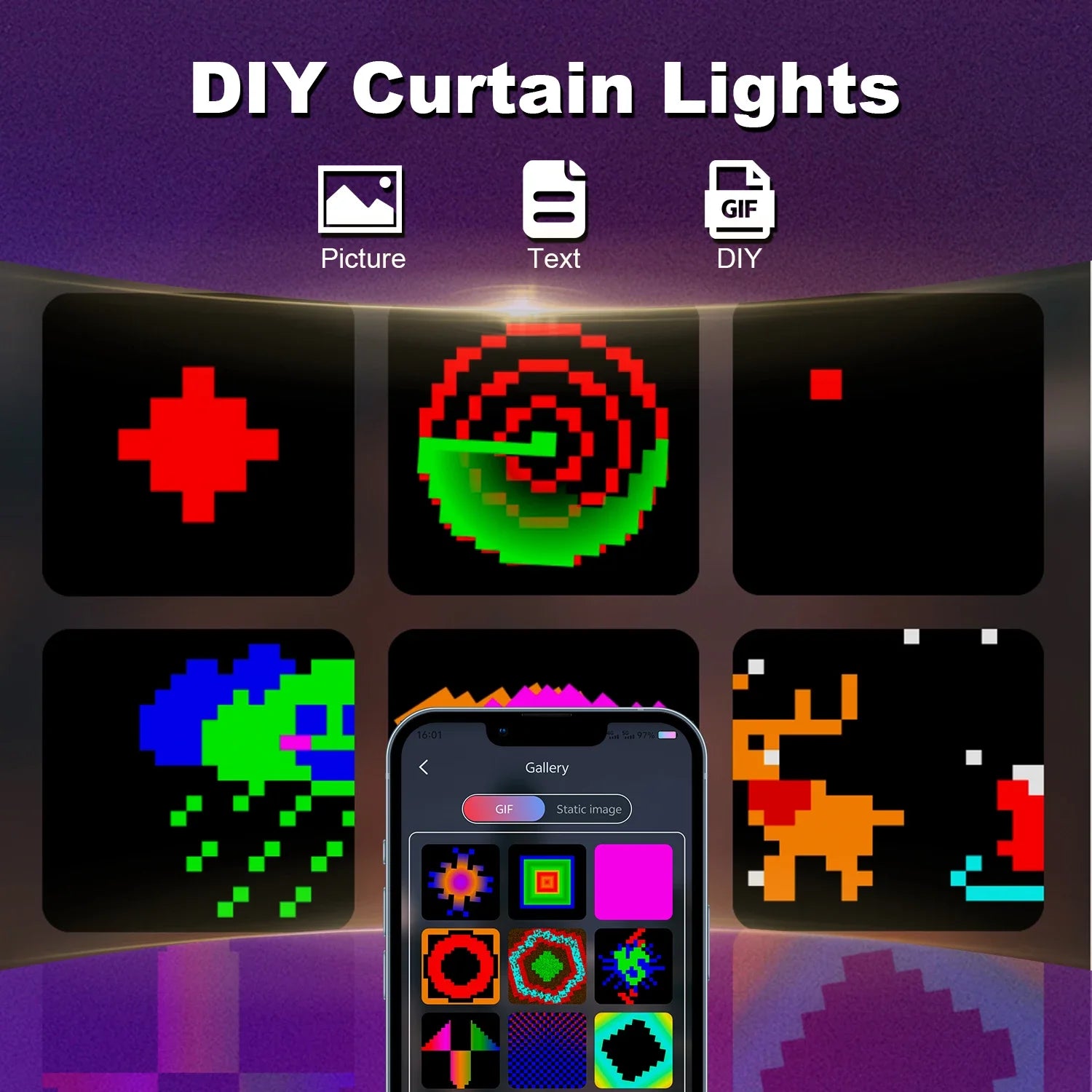 400 LED Smart Curtain Lights String Lights with App Remote Control Music Sync Christmas Curtain String Outdoor Fairy Lights TAVEN System LLC