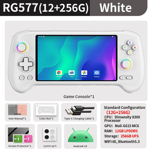ANBERNIC RG557 Handheld Game Console 5.48" AMOLED Screen Dimensity 8300 Android Retro Video Player Supports FOTA WIFI Streaming TAVEN System LLC