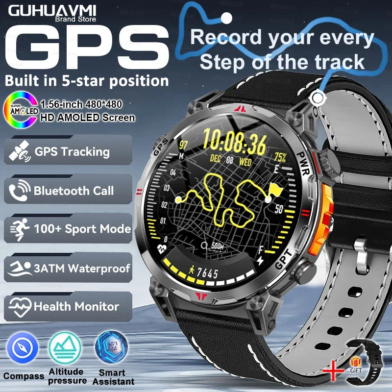 Smart Watches 1.56" AMOLED Screen GPS Fitness Tracking Compass 3ATM 650Mah Call 100+ Sports Smartwatch AI GPT For Android iOS - TAVEN System LLC