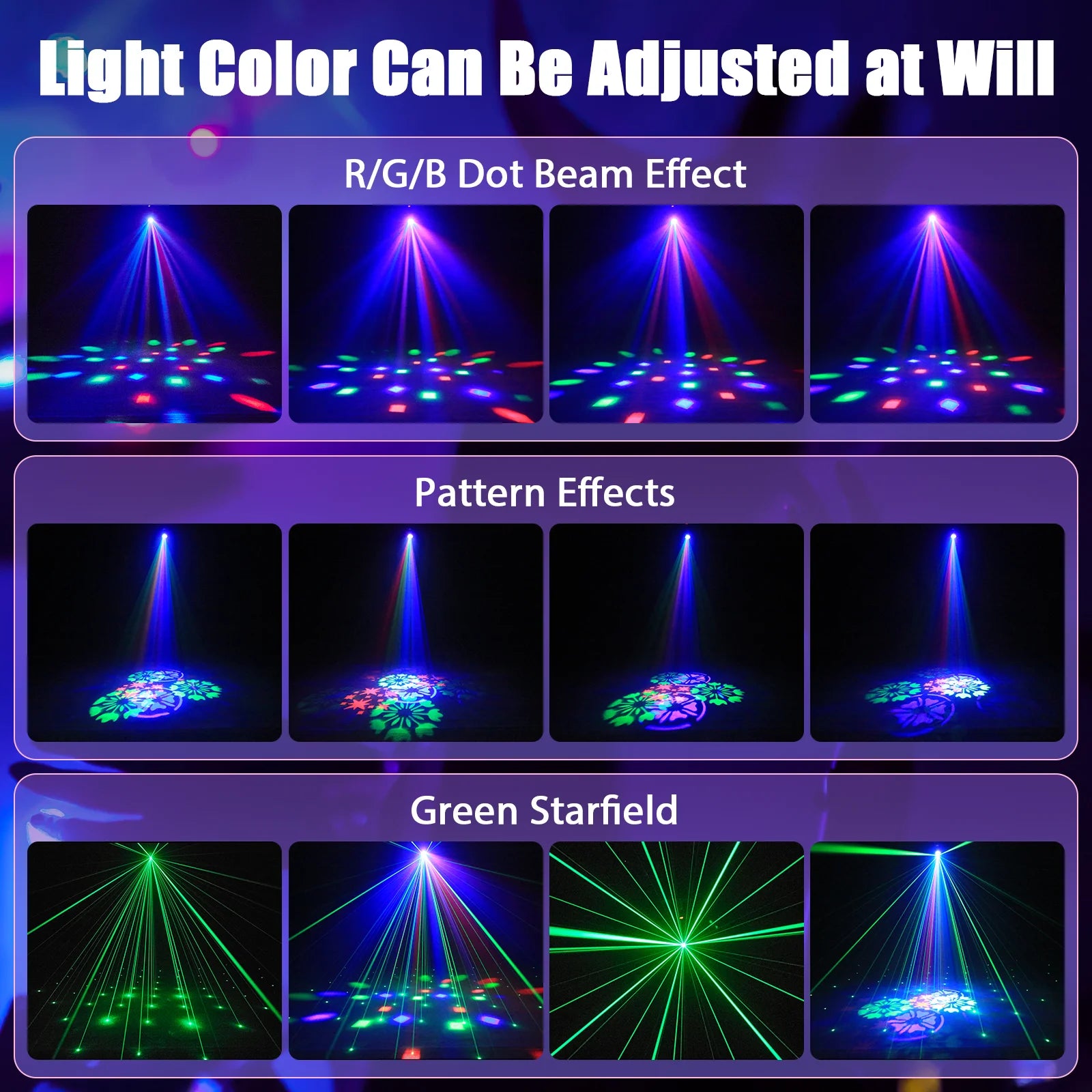 U'King Mini 30W Beam Pattern Moving Head Light RGB DMX Sound Activated Strobe Effect Stage Light for DJ Disco Party Christmas TAVEN System LLC