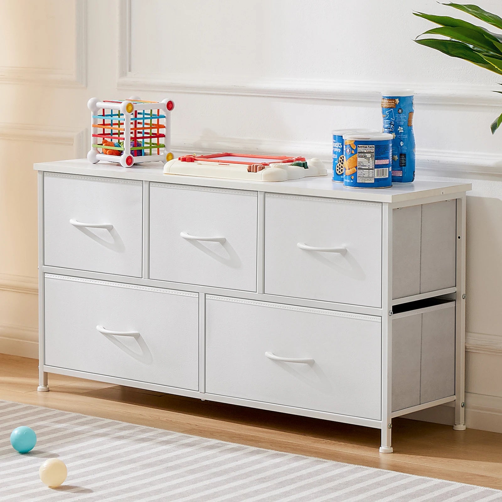 JHK white fabric dresser with 5/7/10 storage drawers for bedroom