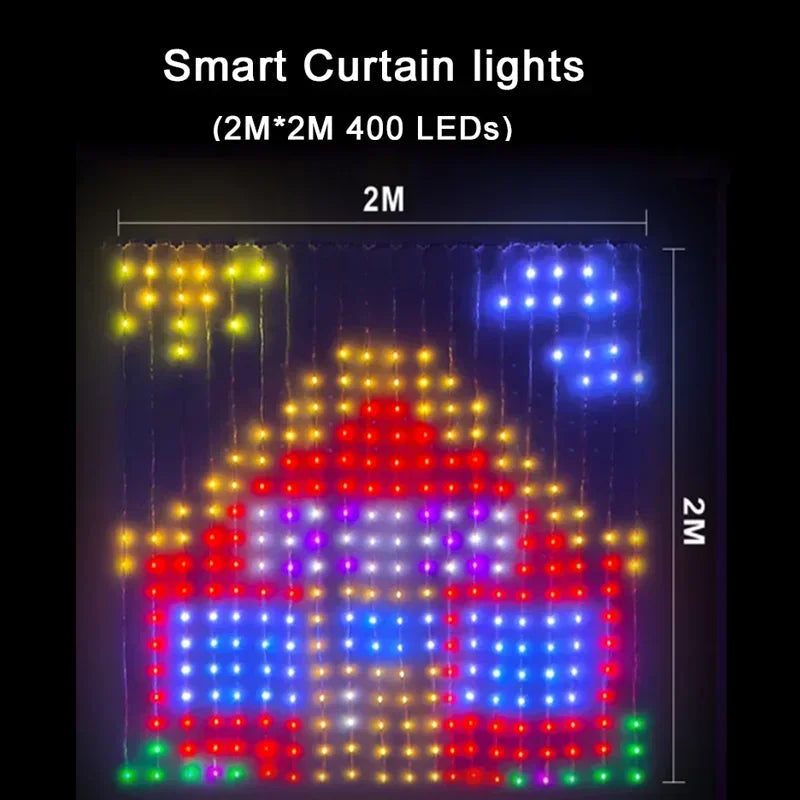 400 LED Smart Curtain Lights with App Music Sync Fairy String TAVEN System LLC