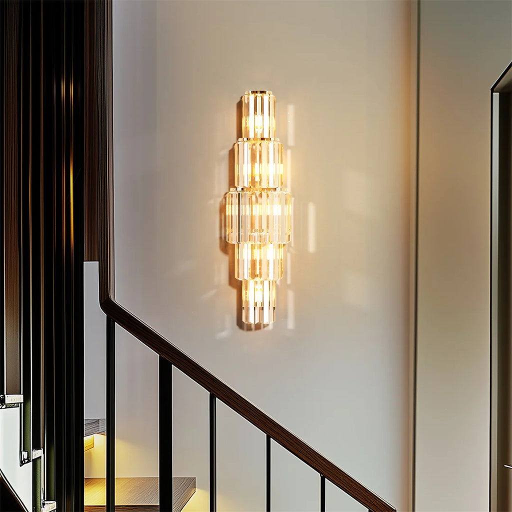 LUVODI Modern Crystal Wall Lamp 3-Layer Wall Crystal Sconce Light E14 Led Corn Lights TAVEN System LLC