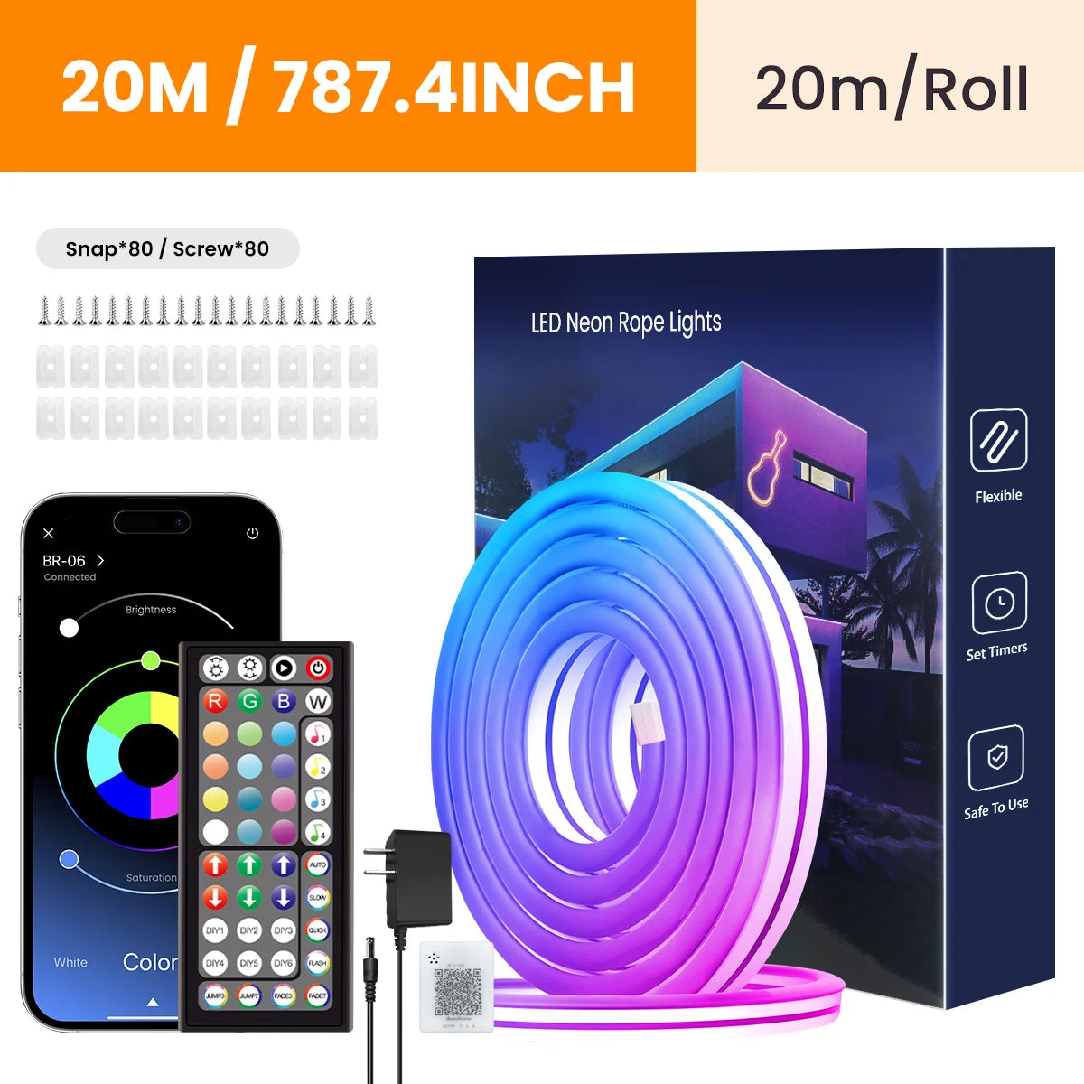 Neon LED Rope Lights,  LED Lights For Bedroom Flexible LED Light Strip With Remote And APP Control RGB Lighting Strip TAVEN System LLC