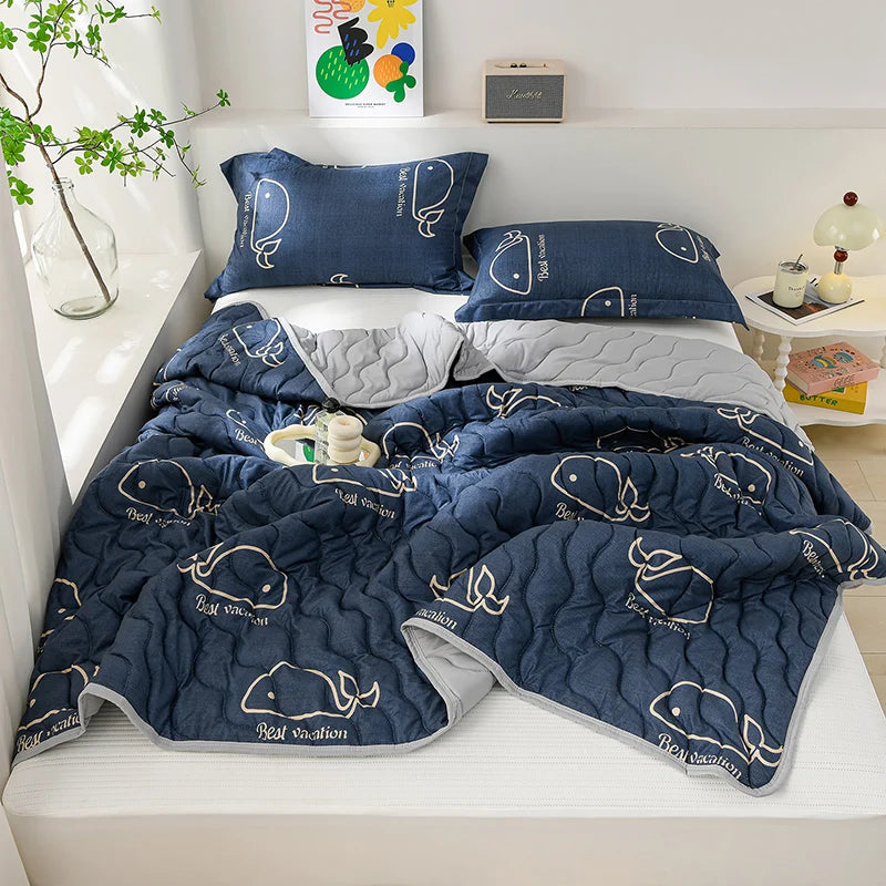 Breathable Quilted Summer Blanket Cooling Skin-friendly Comforter Soft Lightweight Quilt Well-vetilated Single Double  Duvet Set TAVEN System LLC