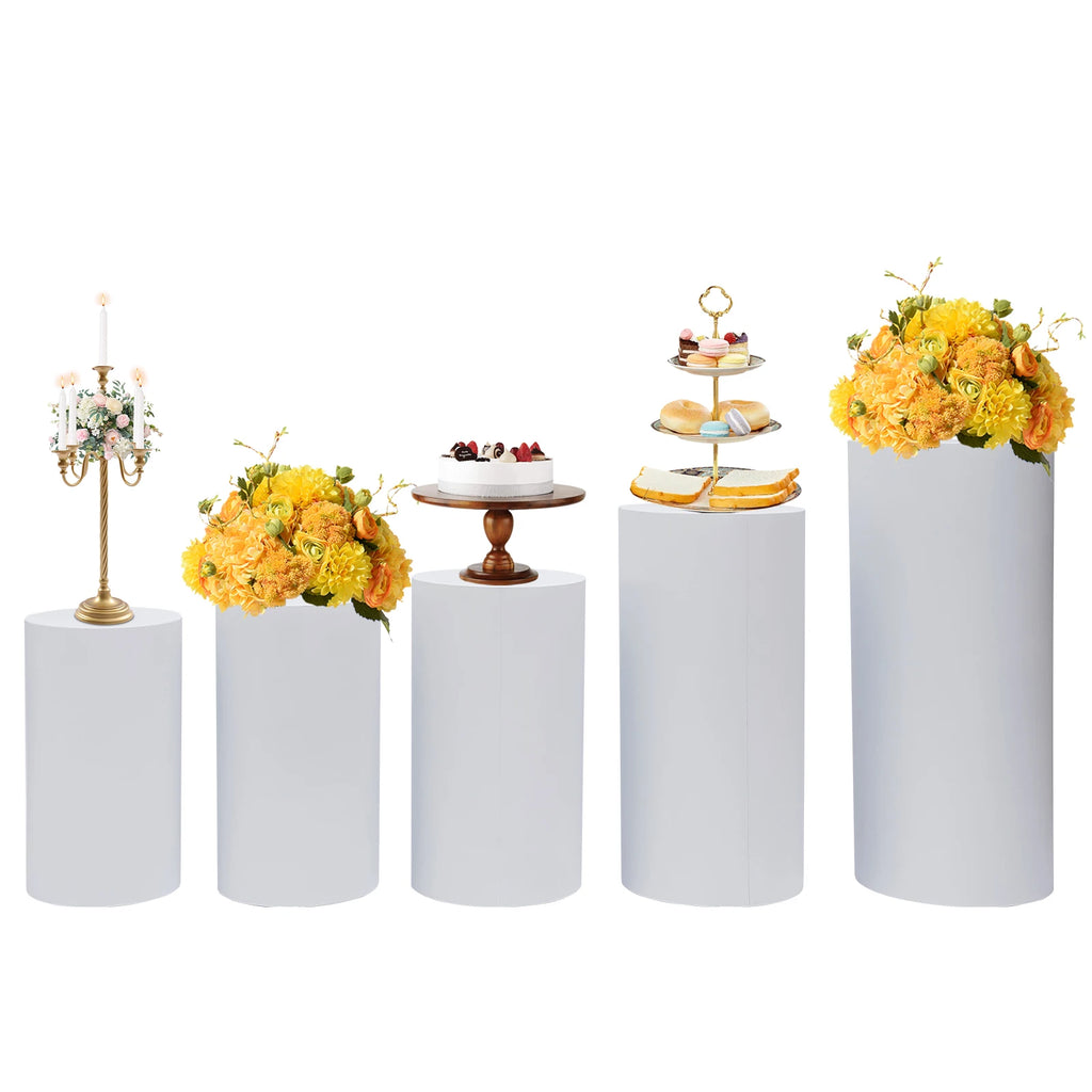 5/3Pcs Round Cylinder Pedestal Stand Freestanding Metal Cylinder Pedestal Wedding Birthday Party Cake Flower Display Pillars TAVEN System LLC