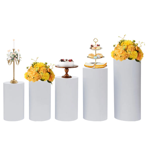 5/3Pcs Round Cylinder Pedestal Stand Freestanding Metal Cylinder Pedestal Wedding Birthday Party Cake Flower Display Pillars TAVEN System LLC