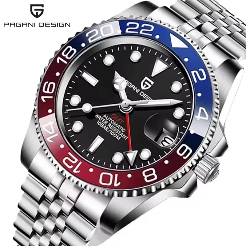 PAGANI DESIGN 2026 40MM Luxury Men GMT Automatic Machinery Watch Ceramic Bezel Jubilee Strap Sapphire Waterproof Watches for men - TAVEN System LLC