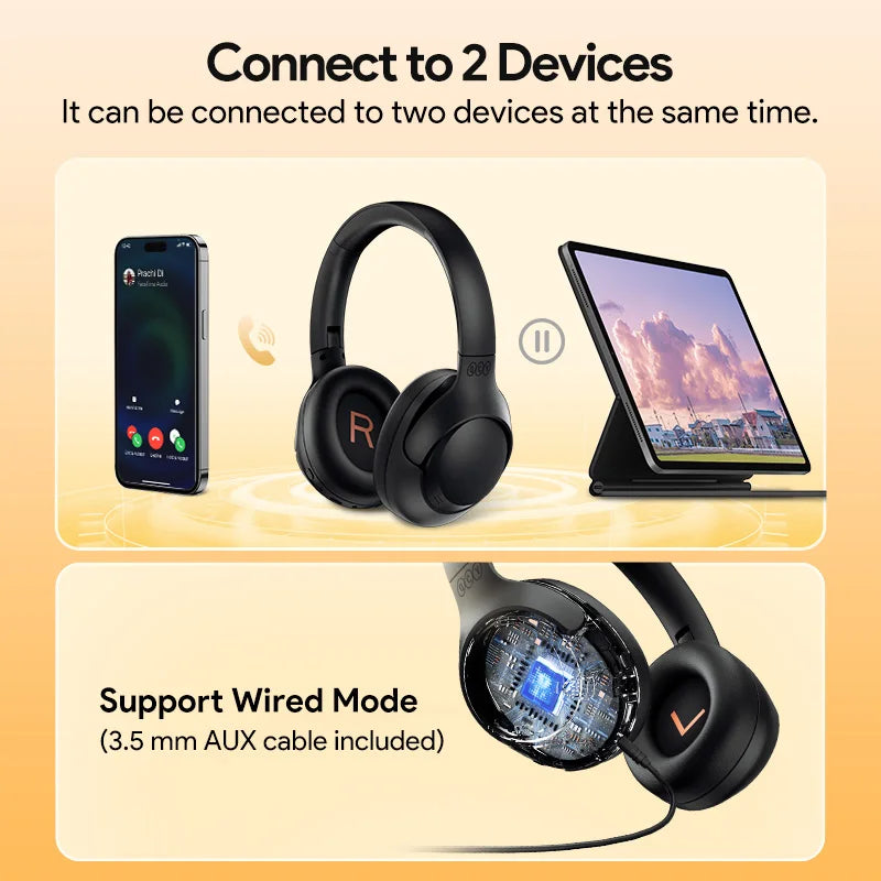 QCY H3 ANC Wireless Headphones 43dB Hybrid Active Noise Cancellation Headset Bluetooth 5.4 Hi-Res Audio Earphones 60H Playtime TAVEN System LLC