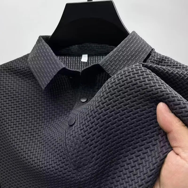 Men's Solid Color Polo Shirt Breathable Casual Short Sleeve TAVEN System LLC