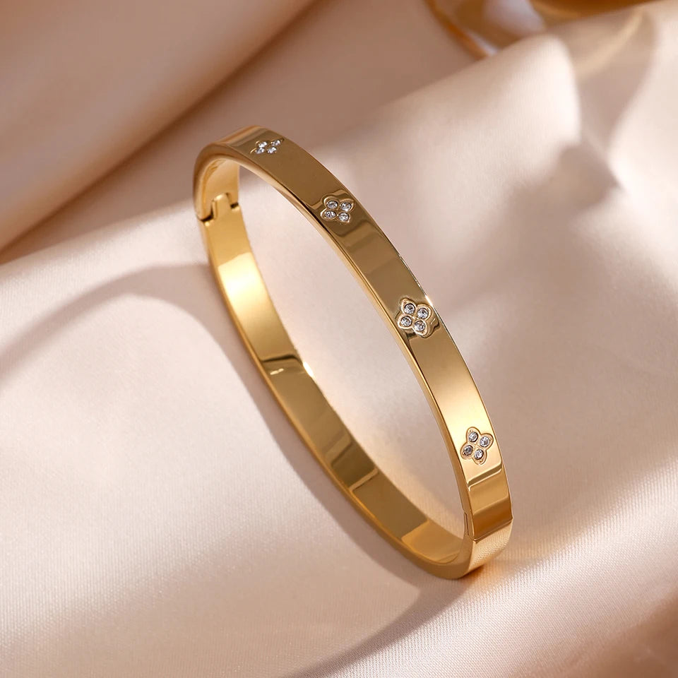 ZAKOL 5/1pcs Sparkling Zirconia Inlaid Stainless Steel Bracelet Set for Women Stackable Bangles Fashion Non Fading Jewelry Gift TAVEN System LLC