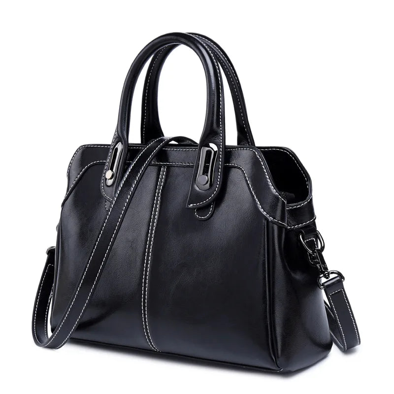 Genuine Leather Women Box Bag Top Handle Shoulder Crossbody Bag TAVEN System LLC