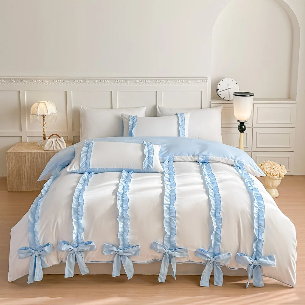 3 Piece Sheet Set  pink bowknot duvet cover Set ， comfortable Bedding Set Bedspread for All Season TAVEN System LLC