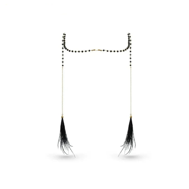 LENNIK Bead Tassel Face Chain Fashion New Feather Face Chain Personalized Design Street Photography Women Accessories Jewellery TAVEN System LLC