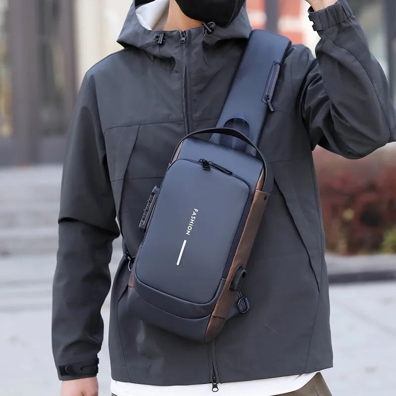 Anti Theft Chest Bag USB Lock Waterproof Crossbody Sling Bag TAVEN System LLC
