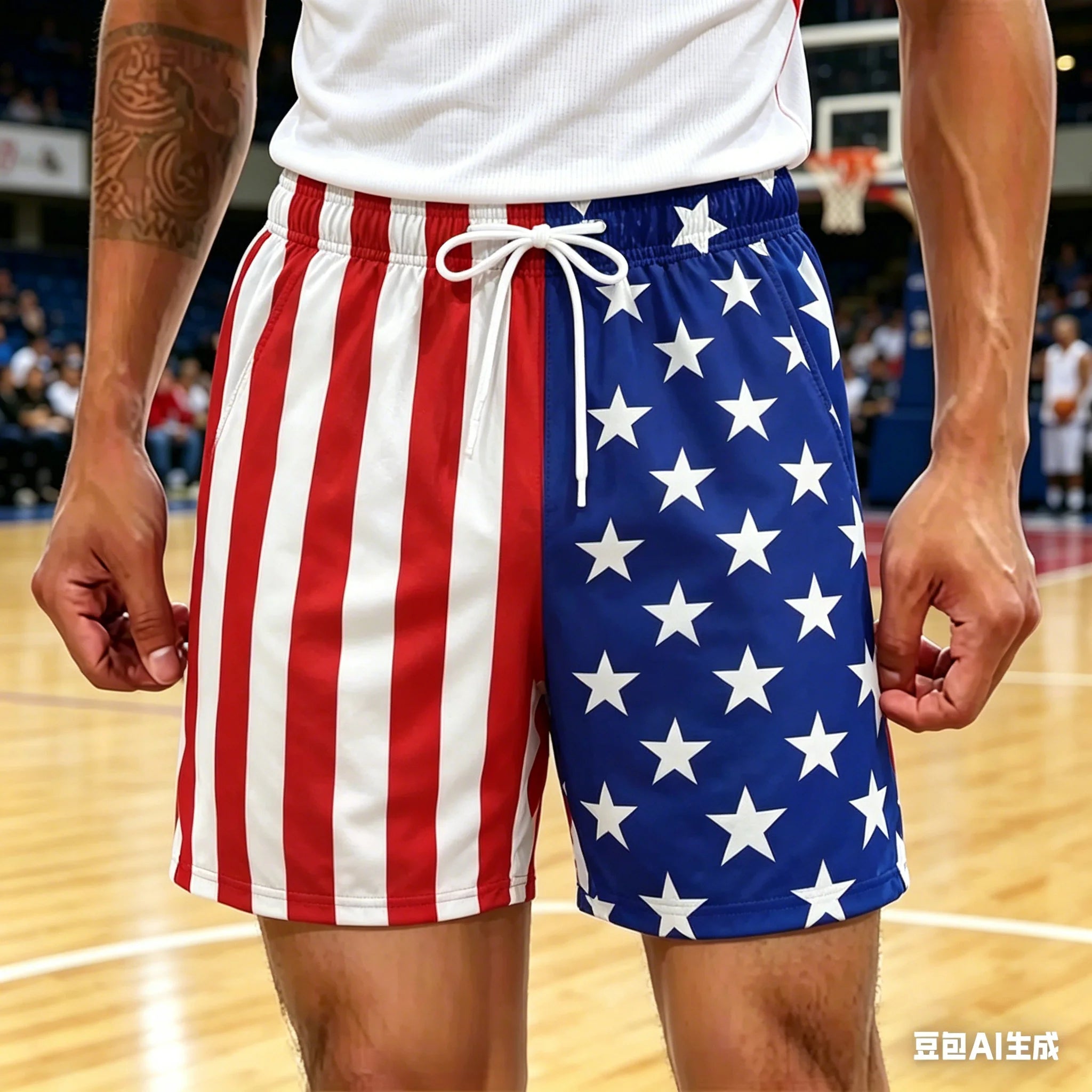 Red White Blue Star Striped Shorts Patriotic Lounge Shorts Cool American Street Style Shorts Summer Oversized Daily Streetwear TAVEN System LLC
