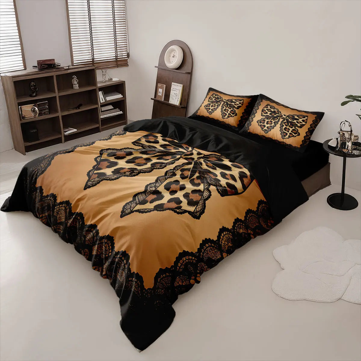 3pcs Leopard Print Butterfly Print Coreless Duvet Cover Set, Multi Size Bedding Decoration, Machine Washable TAVEN System LLC