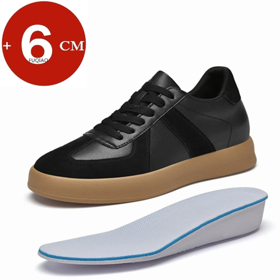 Elevator Sneakers For Women&Men Shoes Genuine Leather Height Increasing Shoes Lace Up Trainers Ladies Flat Shoes For Men TAVEN System LLC