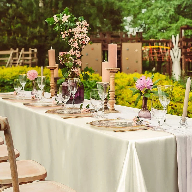 Rectangle Wedding Satin LargeTablecloth Bright Smooth Silk Table Cover Christmas Anniversary Dining Party high-end Table Decor TAVEN System LLC