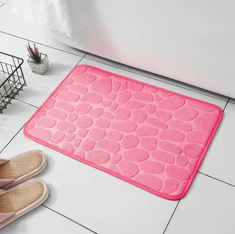 Embossed Microfiber Pebble Floor Mat Anti Slip Bathroom Carpet TAVEN System LLC
