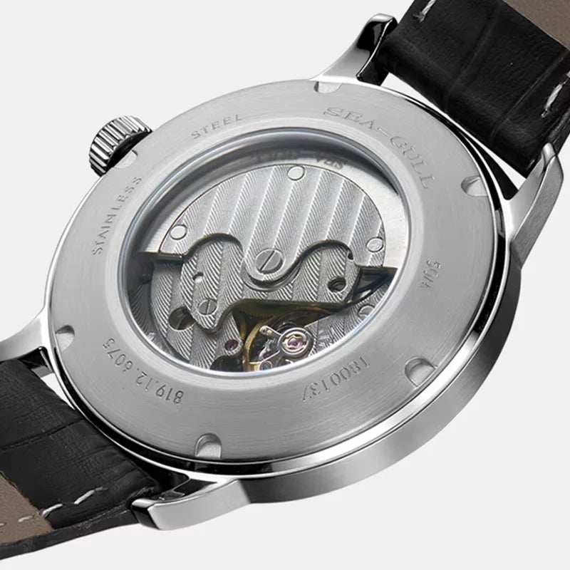Men Luxury Hand Wind Mechanical Leather Business Wrist Watch TAVEN System LLC
