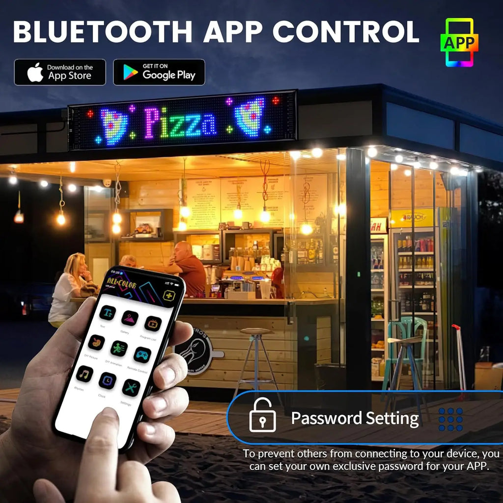 USB Programmable Scrolling LED Sign with Bluetooth App Control, Waterproof Flexible Custom Matrix Panel Display for Car, Store TAVEN System LLC