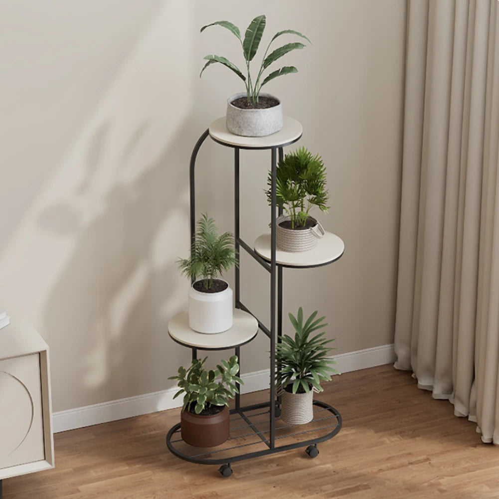 Metal plant stand with wheels for indoor outdoor plants