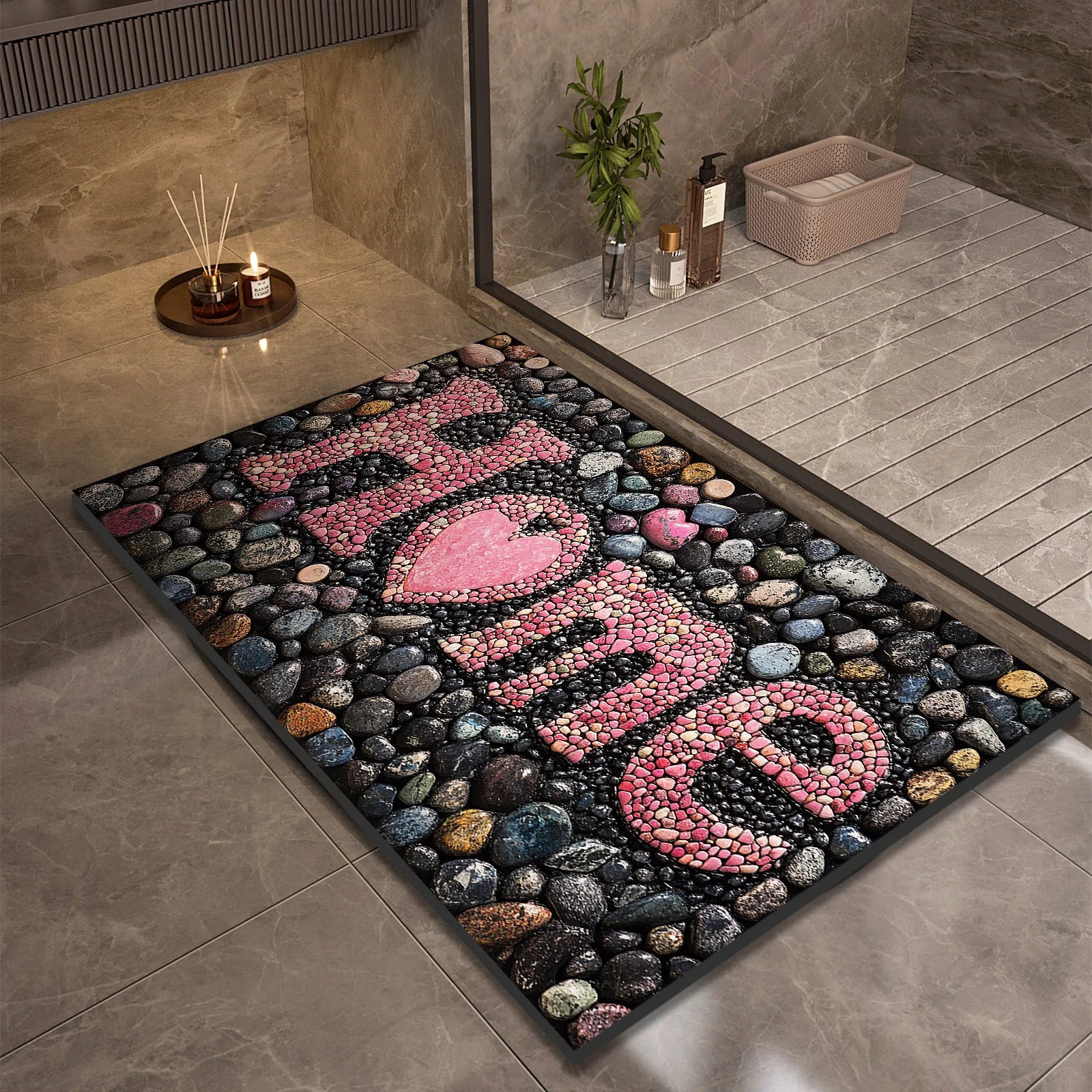 Stone Design Diatomite Bath Mat Bathroom Non-slip Shower Foot Mats Absorbent Quick Dry Toilet Rugs Carpet Doormat Washable TAVEN System LLC