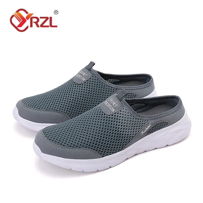 YRZL Casual Shoes Men Summer Half Shoes Slippers Slides Slip on Shoes Men Mesh Breathable Soft Comfortable Slippers for Men TAVEN System LLC