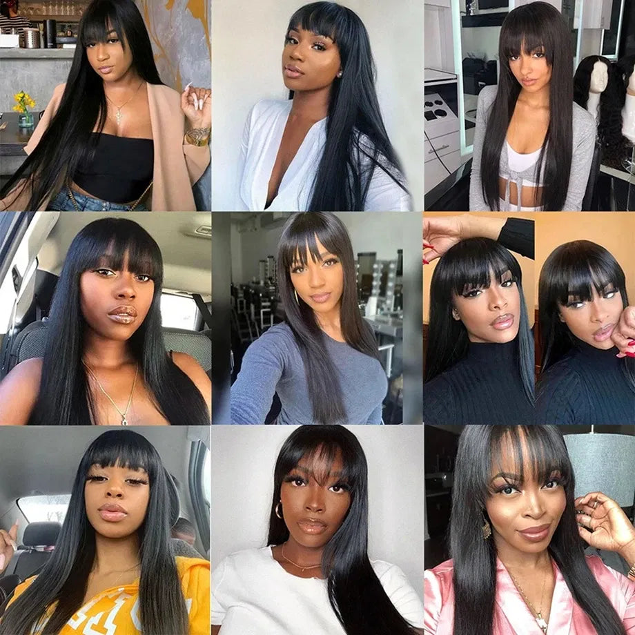 Stretched Length: 24inches, Lace Wig Type: 4*1, Density: 150%, Ships From: CHINA - 30 Inch 3X1 Middle Part Lace Human Hair Wig With Bangs For Women Straight Brazilian Wigs On Sale Cheap Fringe Short Bob Wigs Taven