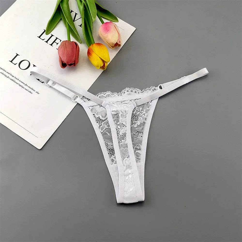 5PCS Free Shipping Seamless Women Thong Panties Adjust Belt Sexy Ice Silk G-string Lady Low Waist Lace Bikini T-back Plus Size TAVEN System LLC