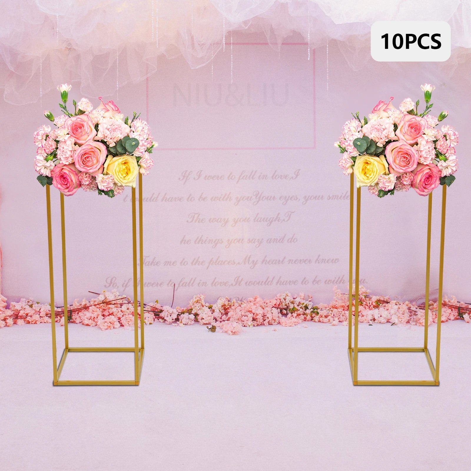 Gold wedding flower stand metal display columns 60cm