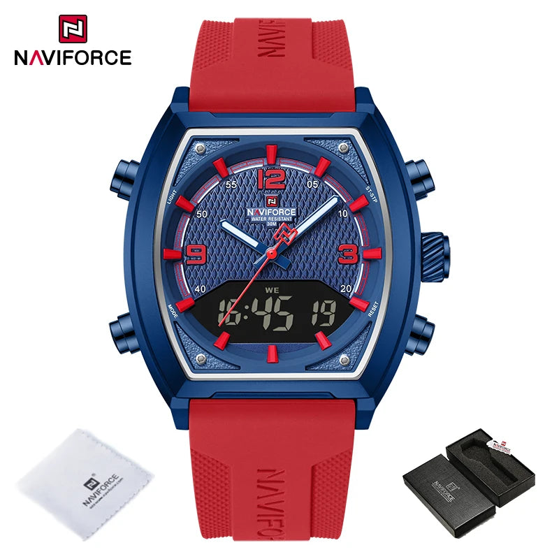 NAVIFORCE Men's Watch Business Simple Original Quartz Watches for Man Waterproof Luminous Silica Band Quartz Analog LCD Display - TAVEN System LLC