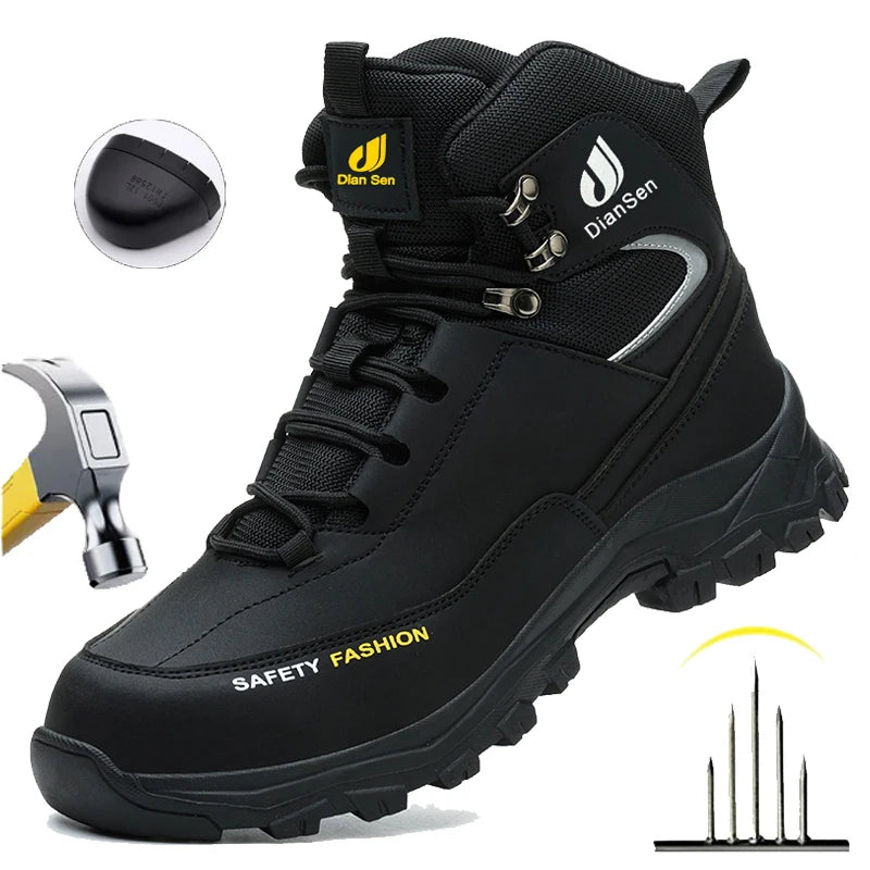 Mens Safety Shoes With Steel Toe Waterproof Boots Puncture Proof Anti-smash Mens Outdoor Work Sneakers Construction Work Shoes TAVEN System LLC