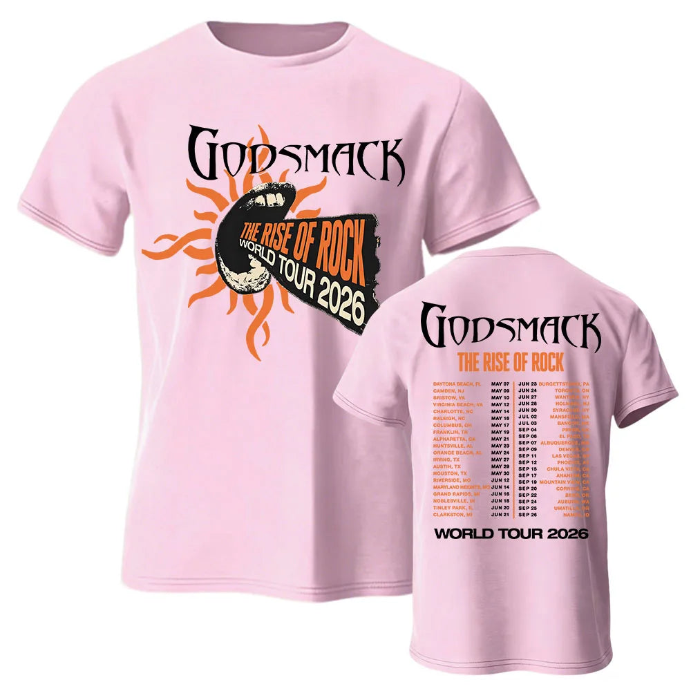 The Rise of Rock World Tour 2026 Tee GODSMACK Design Graphic Merch Short Sleeve Cotton Loose T-shirt Fashion Men Women Tshirts TAVEN System LLC