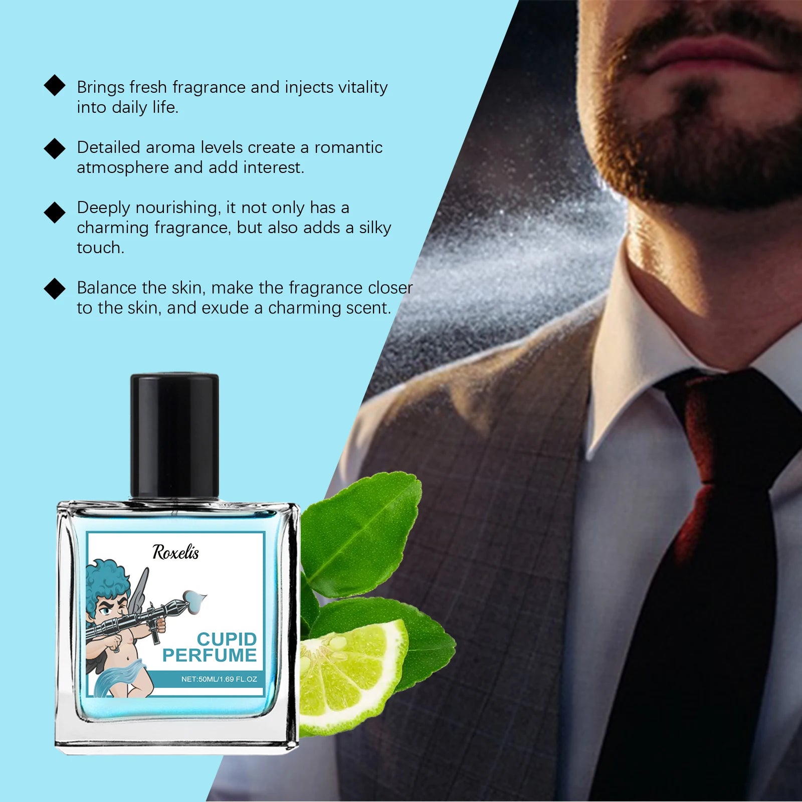 Roxelis 50ml Cupid Glamour Perfume Men Pheromone Fragrance Long Lasting Gentlemen Festival Couple Gifts Cologne Charming Perfume TAVEN System LLC