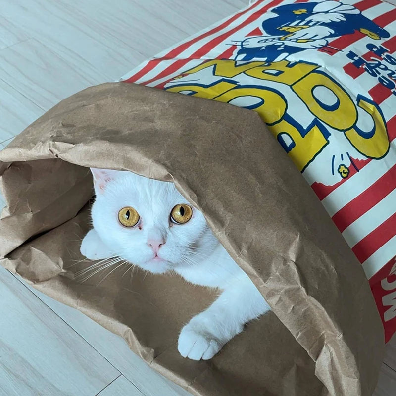 Creative Cute Hidden Food Pet Cat and Dog Kraft Paper Popcorn Paper Bag Puzzle Decompression Sound chew Dog Toy TAVEN System LLC