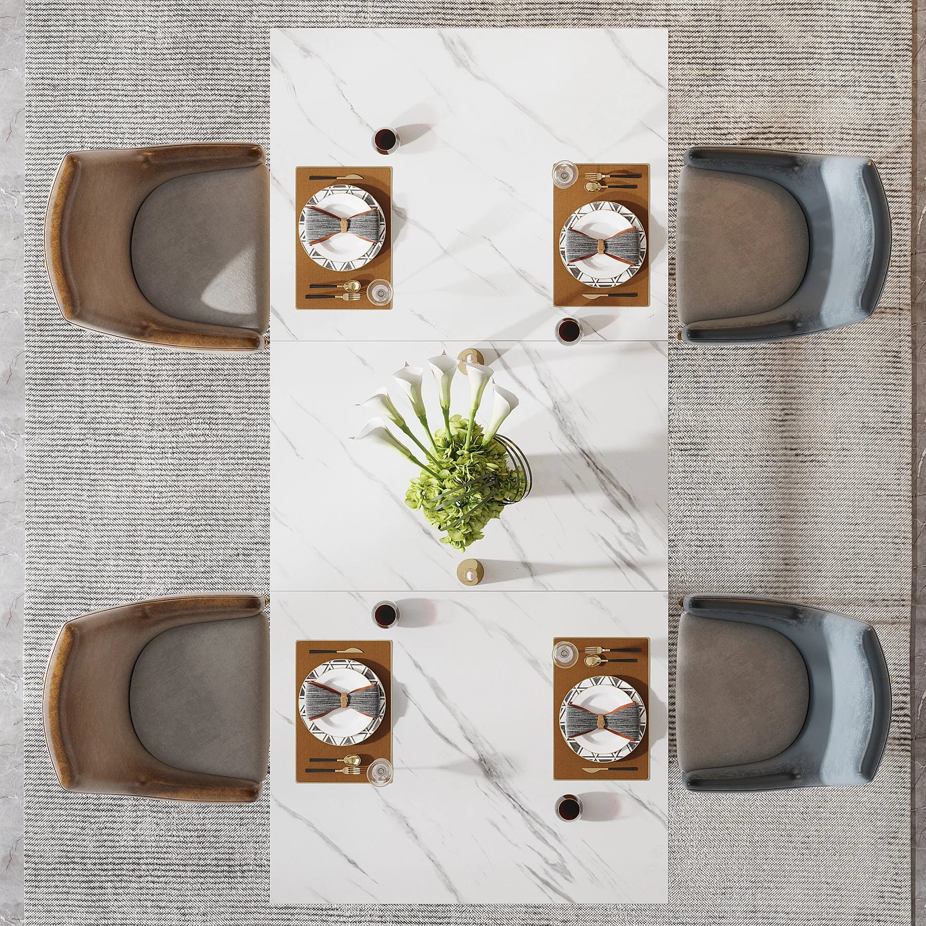 Tribesigns 63 Inch Faux Marble Dining Table TAVEN System LLC