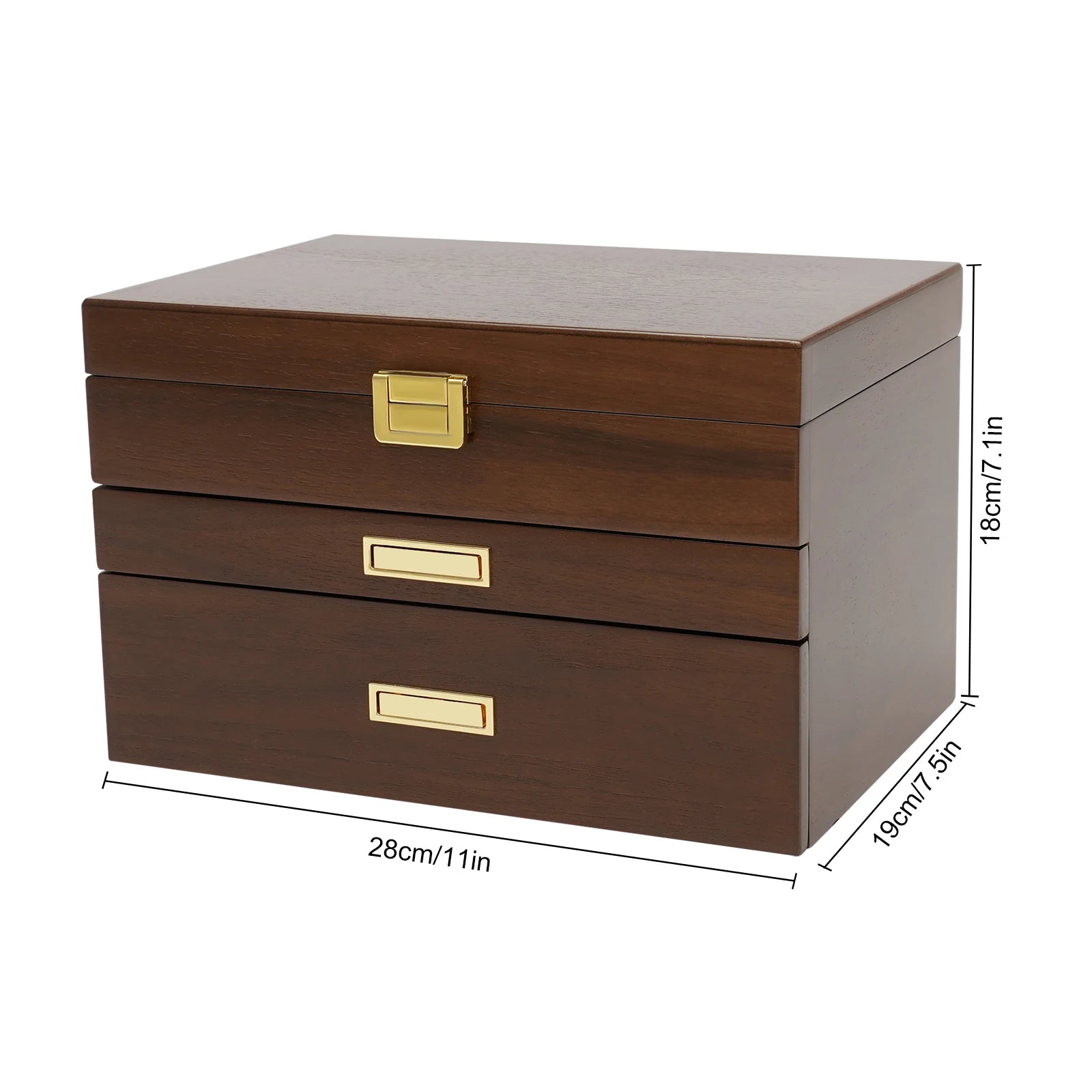 Black Walnut /Brown / White Wood Organizer Jewelry and Watch Display Case Storage Box Convenient TAVEN System LLC