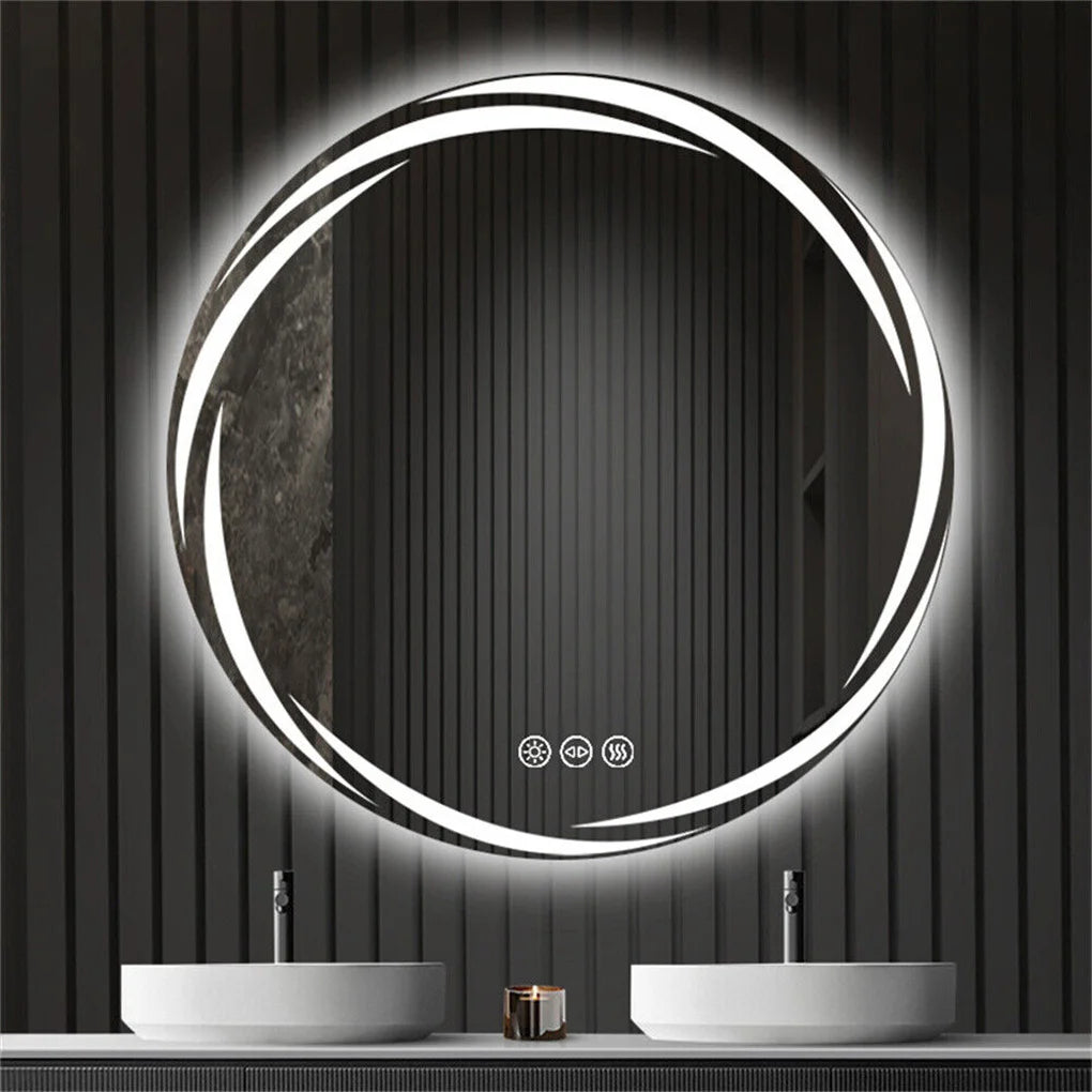 Anti-fog LED Bathroom Mirror Circle Backlit HD Wall Mounted Vanity Mirror Shatterproof 3 Colors Lights Adjust TAVEN System LLC